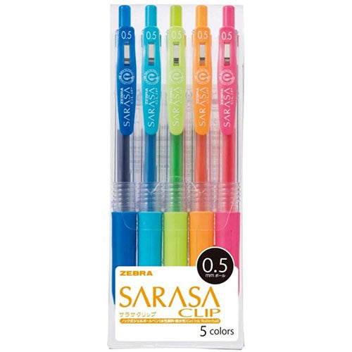 Zebra Sarasa Clip Gel Ballpoint Pen 0.5mm - 5 Color Set