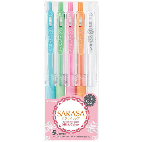 Zebra Sarasa Clip Gel Ballpoint Pen 0.5mm - Milk Color 5 Color Set