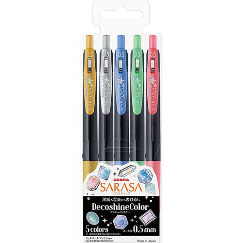 Zebra Sarasa Clip Gel Ballpoint Pen 0.5mm - Deco Shine Color - 5 Color Set
