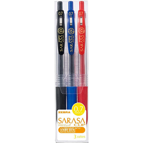 Zebra Sarasa Clip Gel Ballpoint Pen 0.7mm - 3 Color Set