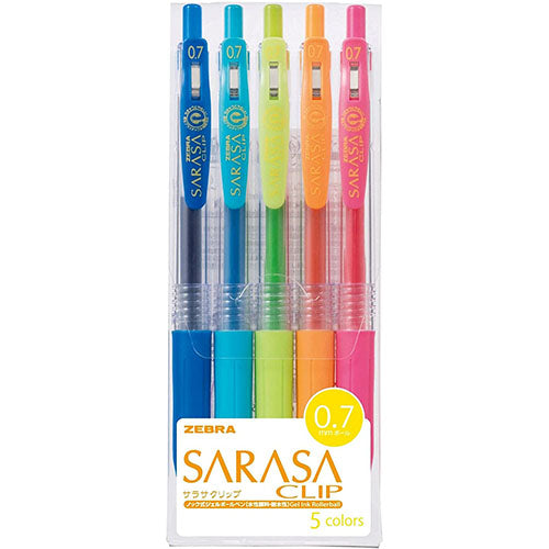 Zebra Sarasa Clip Gel Ballpoint Pen 0.7mm - 5 Color Set