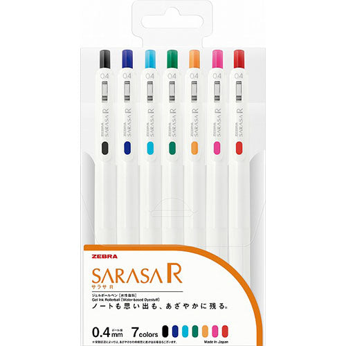 Zebra Sarasa R Gel Ballpoint Pen 0.4mm - 7 Color Set