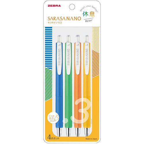 Zebra Sarasa Nano Gel Ballpoint Pen 0.3mm 4 Color Set
