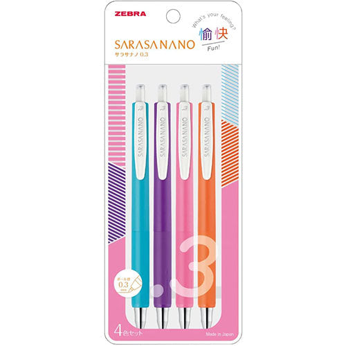 Zebra Sarasa Nano Gel Ballpoint Pen 0.3mm 4 Color Set