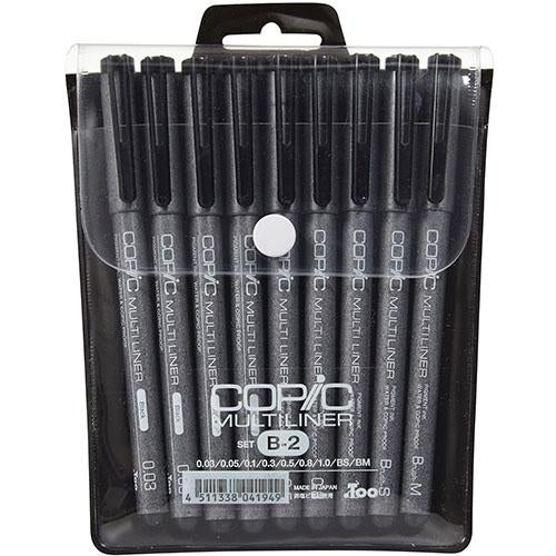 Copic Multiliner Black Ink Marker B-2 Set - (0.03/0.05/0.1/0.3/0.5/0.8/1.0/BS/BM) - Harajuku Culture Japan - Japanease Products Store Beauty and Stationery