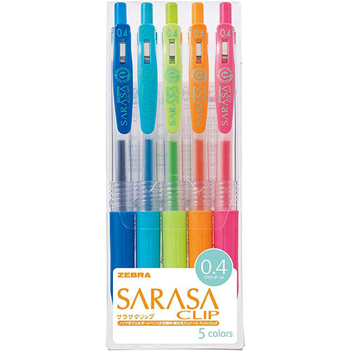 Zebra Sarasa Clip Gel Ballpoint Pen 0.4mm - 5 Clor Set
