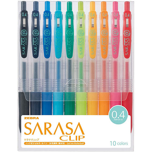 Zebra Sarasa Clip Gel Ballpoint Pen 0.4mm - 10 Clor Set