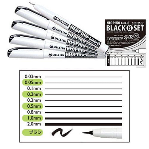 Deleter Neopiko Line 3 - Black Set - Harajuku Culture Japan - Japanease Products Store Beauty and Stationery